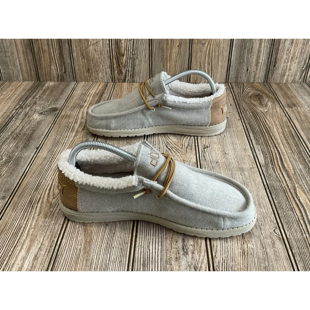 Hey Dude Wally Herringbone Grey Shoes Men's Slip on Loafers Size 8